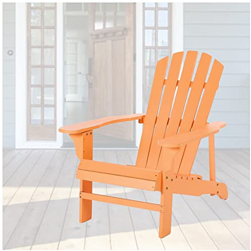 Chaise longue Adirondack d'extérieur en bois pour jardin, piscine, plage, terrasse, patio, pergola classique inclinable en couleur pêche