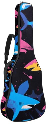 Bunte nahtlose gepolsterte Gitarrentasche mit Wellenmuster, schützende Akustikgitarre, Gigbag für E-Bass, Konzertgitarre, Mehrfarbig 04, 42.9x16.9x4.7 in, Lässiger Tagesrucksack