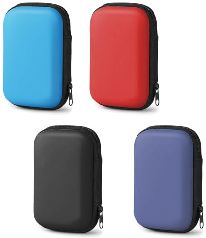 ARCPNRT Spielkarten Box, 4 Stück Spielkarten Etui, Kartenspiel Box Bluetooth Kopfhörer Tasche, Kartenspiel Wasserfest, für Karten, Kopfhörern, Datenkabeln(Rot,Lila,Schwarz,Hellblau)
