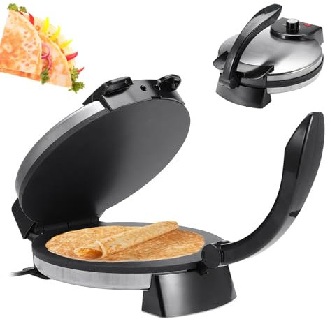Naturalpowev Tortilla Press, 2000W Electric Roti Maker with LED Indicator Lights & Adjustable Temperature Control, Non-Stick, Easy To Use For Crepes, Blintz & Chapati