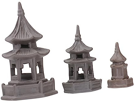 Garneck 2 Sätze Pagode Schmuck Dekoration Lustige Gartenzwerge Teich Stiele Gartenzwerge Im Freien Lustig Feenhafte Gartenornamente Eukalyptus Vasen Wohnkultur Brown Keramik 3 Stück * 2