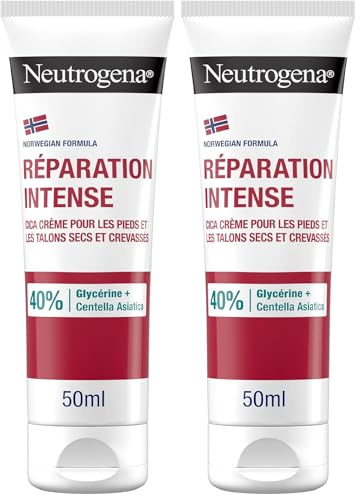 Neutrogena - Crème Pieds & Talons Crevassés Réparation Intense Formule Norvégienne (tube de 50 ml) – Crème hydratante avec 40% de glycérine + Centella Asiatica – Cica crème réparatrice pour les pieds