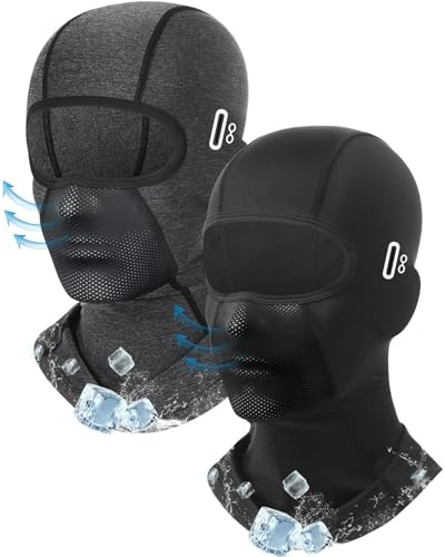 YEAMLTE Sturmhaube Sommer, 2 PCS Sturmhaube Motorrad, Balaclava Herren, Schwarze Eisseide Atmungsaktiv Sonnenschutz Sturmhaube, für Unisex-Outdoor-Sportfahrräder und Motorräder Vollgesichtsmaske