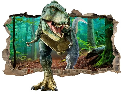 SYXLS 2 Stück Wandtattoo Großer, 3D Dinosaurier Wandaufkleber, Dino Wandtattoo Kinderzimmer, Dinosaurier Schlafzimmer Zubehör, Kinderzimmer Babyzimmer Jungenzimmer Wanddeko(25cm x 70cm)