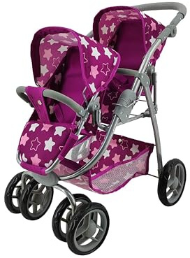 Knorrtoys 16445 - Zwillingspuppenwagen Milo - Star Dark pink