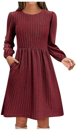 2025-Robe Mi Longue Femme Manche Longue- Robe Sexy Vintage Chic Et Élégants Couleur Unie Ample Ligne A Casual Fluide Tempérament Confortable Polyvalent Automne Hiver Pull Dress