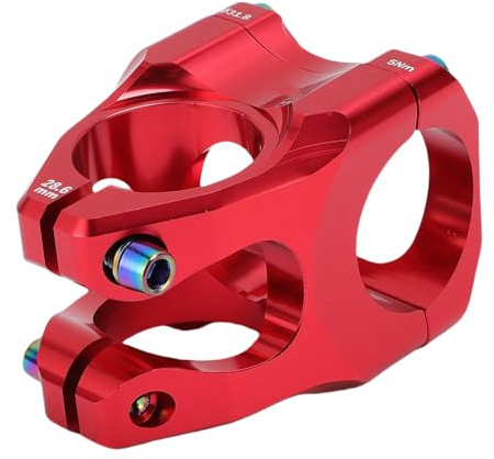 Fockety Tige de vélo 31.8mm, Légère CNC en Alliage d'aluminium 35mm 0 degré Tige de Guidon Courte pour vélo de Montagne, Accessoires modifiés pour Les passionnés de Cyclisme (Rouge)