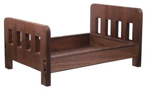 UTHCLO Vintage Coffee Wooden Bed Photography Prop, Newborn Photo Shoot Mini Bed for and ’S Photography,