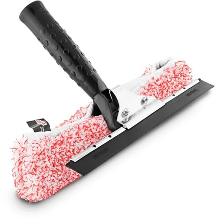 Libman 2-in-1 Window Washer & Squeegee – Premium Microfiber Glass Cleaner, Streak-Free Window Cleaning Tool, Fits Telescopic Poles – 11.25 Wide Head for Windows, Mirrors, Shower Doors, and Cars