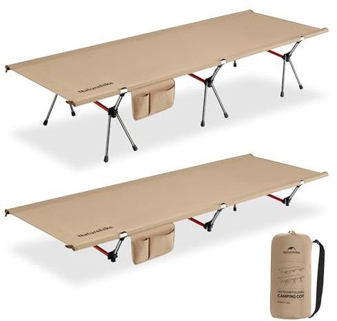 Naturehike Campingsäng, hopfällbar, 190 × 70 cm, bärbar, fältsäng, vikbar, lätt, hopfällbar säng, campingsäng upp till 150 kg, resesäng för vandring, hem, tält, utomhus, kontor, trädgård (brun)