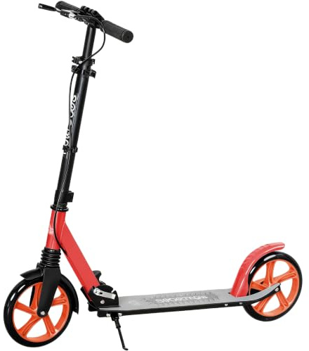 HOMCOM Patinete Plegable para Adultos 91,5x36,5x91-104 cm Verde | Scooter Ligero, Manillar Ajustable, Grandes Ruedas Ø200 mm, Amortiguador y Freno, Aluminio, Carga 100 kg