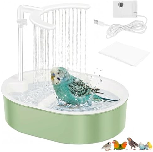 HBSFBH Vasca da Bagno Automatica per pappagalli, Doccia per Uccelli con Flusso d'Acqua Regolabile, Bagno Automatico per Uccelli, Doccia Automatica per pappagalli, per inseparabili, Uccelli Domestici