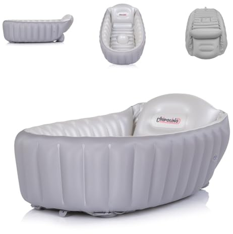 Chipolino Babybadewanne Baby Cloud aufblasbar Pumpe Seitenpolster ab Geburt grau