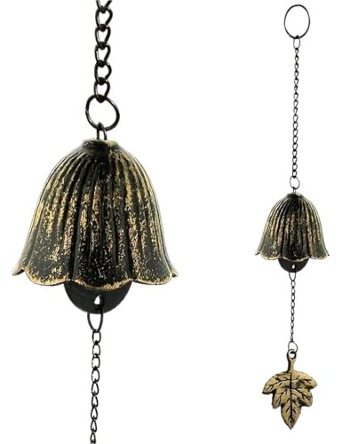Campane Da Giardino Campanello retrò in ghisa, decorazione da appendere, campanello a forma di foglia in metallo, decorazione da giardino for esterni(Bronze)