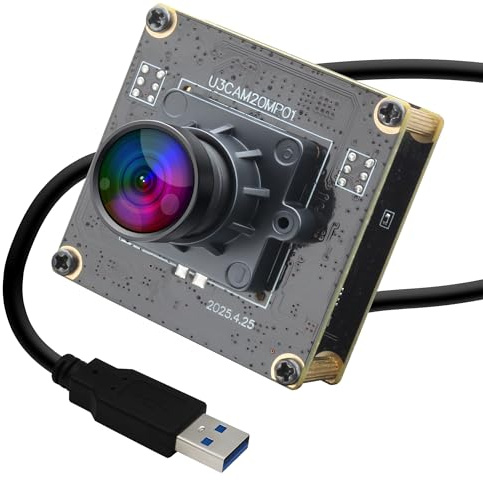 ELP 20MP USB-Kamera 4K 30fps USB 3.0 Typ-C Webcam, 3840P hochauflösende Kamera mit 95° Weitwinkelobjektiv ohne Verzerrung, Plug & Play für Windows, Linux, PC,Jetson Nano,industrielle Bildverarbeitung