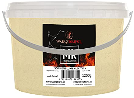 Lecitina en polvo – Reinlecitina de semillas de girasol, emulsionante E322, sin alérgenos y sin gluten, lecitina de girasol natural, cubo de 1,2 kg PE HD