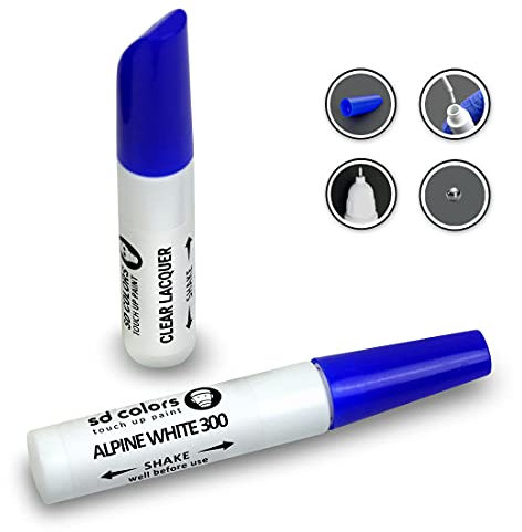 SD COLORS ALPINE WHITE 300 New Touch Up Paint Pen REPAIR KIT 12ML SCRATCH CHIP BRUSH COLOR CODE 300