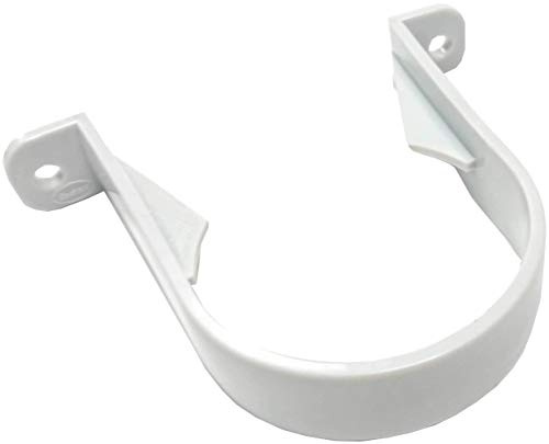Merriway BH06826 (2 Pcs) Gutter Downpipe Clips/Brackets for 68mm Pipe White - Pack of 2 Pieces