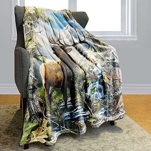 Violetpos Dick Decke Weich Wärme Gemütlich Flanell Fleece Sofadecke Tarnung Baum AST Hirsch Elch 150 x 200 cm