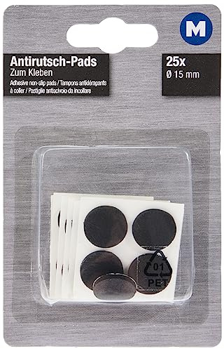 Metafranc Diametro 15 mm, autoadesivo, nero, 25 pezzi, ammortizzanti per mobili e oggetti, set EVA, gommini antiscivolo, 646076, nero, Ø 15 mm (25 pezzi)