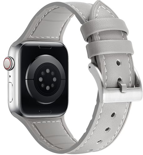 Tasikar Compatible pour Bracelet Apple Watch 41mm 40mm 38mm Cuir Silicone Sport Bracelet de Remplacement Compatible avec Apple Watch Séries 9 8 7 (41mm) SE 6 5 4 (40mm) 3 2 (38mm) - Gris