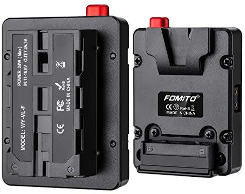 Fomito NP-F Dummy Battery to V-Lock V Mount Plate for Sony F970 F750 F550 Battery to Camera Monitor Neewer F100 FEELWORLD FW568 F5 T7, LED Video Light CN160 CN216 YN300 II YN-600 W260