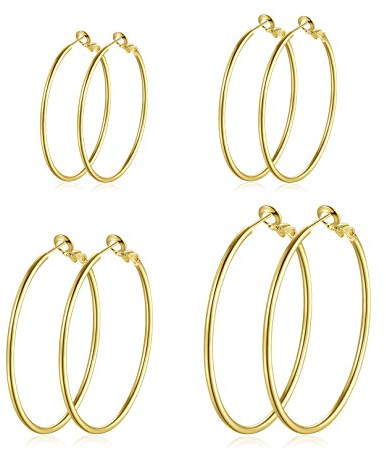 Creolen Silber 925 Ohrringe Groß 30/40/50/60mm- Hypoallergen Große Huggies Creolen Silber Damen Ohrringe Silber 925 Set Piecing Schmuck zum Dankeschön Geburtstag Nikolaus Weihnachten Damen Herren Geschenke