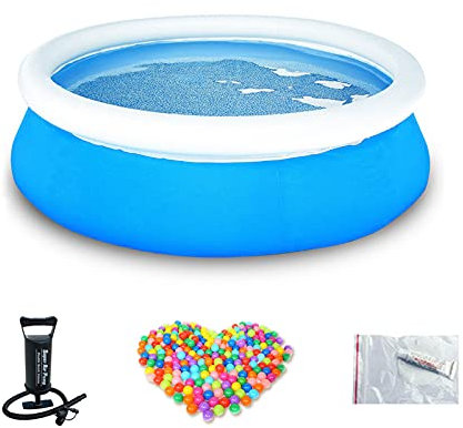 JUBANGLIAN Piscine Gonflable Ronde, PVC épaissir la Piscine Hors Sol Familiale avec 50 Boules Océaniques 1 Pompe Gonflable à Main Pataugeoire Portable pour Enfants Adultes