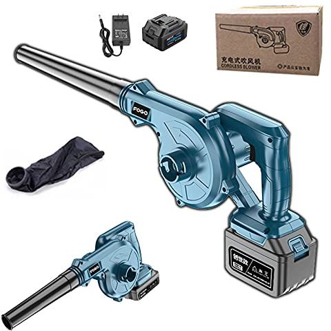 SYLJ Soffiatore/aspiratore Elettrico, Soffiatore per Foglie a Batteria, per soffiare, aspirare, Polvere da Terrazzo, Giardino, Garageconfezione in Cartone (Size : Leaf Blower+1 Batteries)
