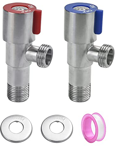 SPEACOUR 2 Stück Eckventil Edelstahl Eckventil Wasserhahn Winkelventil Wasser-Anschluss Eckventile 1/2 Regulierventil Eckregulierventil mit Rohmaterialband für Küche, Bad, Balkon, Gartenbewässerung