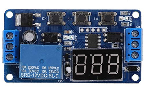 Módulo de Temporizador de 12V DC, Módulo de Relé de Temporizador Ajustable, Módulo de Ciclo de Encendido/Apagado con Interruptor de Temporizador de Control de Pantalla Digital LED para Controlador