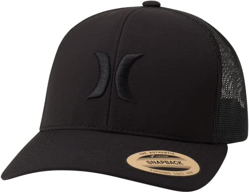Hurley Men's Caps - Del Mar Mesh Panel Baseball Cap Trucker Hat - Snap Back Hats for Men, Black