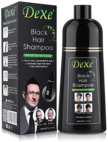 YUOLITA 400ML Champú para el Cabello Negro, 100% Grey Hair Coverage 3 en 1 Instantáneo Cabello Champú para Teñir el Cabello con Tinte de Depilación Blanca