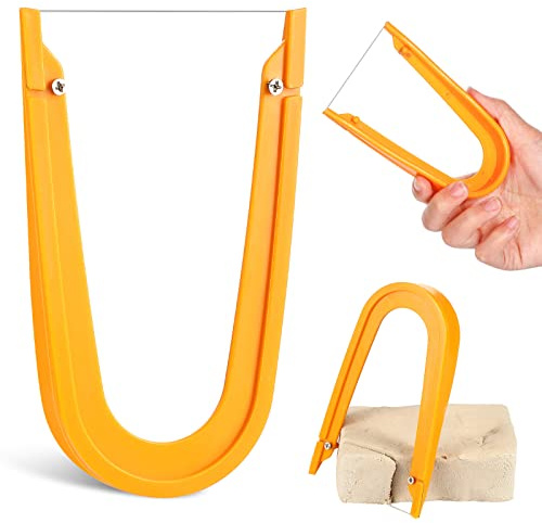 Lothee Pottery Clay Wire Cutter 5.12 x 3.35 Inch Yellow Ceramic Cut Off Tools Hand Pottery Tools and Supplies for Artists Cutting Mud Handcraft