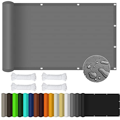 Sonnensegel Sonnenschutz 1.2 x 1.8 m Rechteckig Wasserdicht UV Schutz Balkon Sichtschutz Wasserabweisend Uv Schutz für Terrasse, Balkon, Pool und Garten, Hellgrau