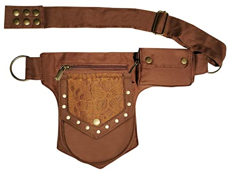 Vanlison Marsupio da gamba per donna borsa rinascimentale in pizzo borsa da festival borsa da cintura rinascimentale borsa da donna, Marrone, Medium