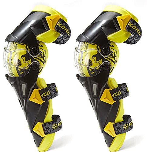 2 Stück Motorrad-Knieschützer, Getriebe-Knieschutz, PP-Schale, Motocross-Knieschützer, Motorrad-Rennschutz, Rüstung für ATV, BMX, Fahrrad, Skaten, Skateboard, Gelb, Einheitsgröße