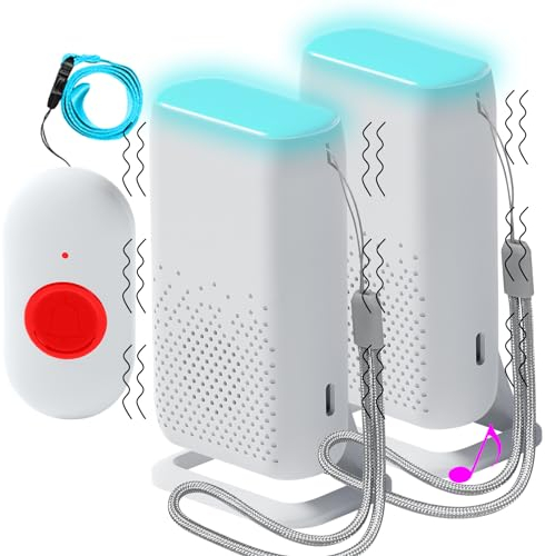 ALEENFOON Wireless Caregiver Pager Vibration Caregiver Pager Home Safety Patient Alert Alarm System Elderly Alarm Call Button Personal Alarms for Elderly Kids (1 to 2)