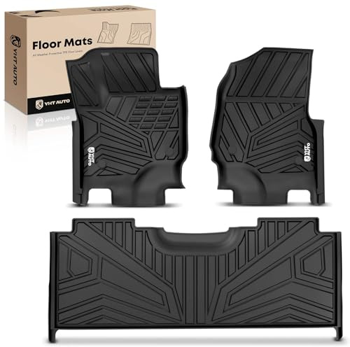YHTAUTO Automotive Floor Mats Fit for Ford F-250 F350 F450 Super Duty 2017-2026 Crew Cab (with Under Seat Storage & Carpet), TPE Floor Liners All-Weather Protection Custom Fit, 1st & 2nd Row, Set of 3