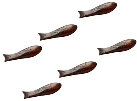 PRETYZOOM 6pièces Repose-Baguettes Bois Style Japonais Support Baguettes Cuillères Fourchettes Fait Main Rond Tambour pour Poisson Repas