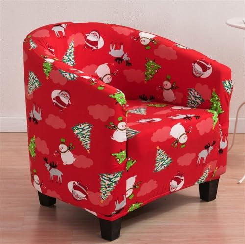 Morbuy Drucken Sesselhussen Sesselbezug Stretch Sesselschoner Sesselüberwurf Elastisch Sofahusse Husse Sofabezug für Clubsessel Loungesessel Cocktailsessel -419 (Weihnachten)