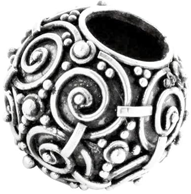 Windalf Bohemia Bartschmuck ASKUR 16 mm Große Bartperle Handarbeit 925 Sterlingsilber