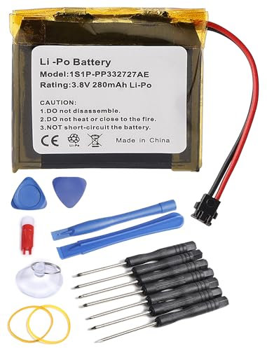 SHAWOROCE Battery AHB332824HPS Compatible with Tomtom Adventurer Golfer 2 Runner 1 2 3 Spark 1 2 3 Cardio GPS Music Sport Watch Smartwatch Fitness Tracker Li-Polymer 3.8V 280mAh + Repair Tool Kit