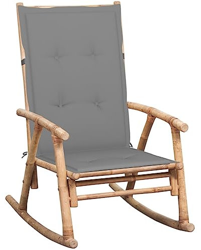CINDERFUL Sedia a Dondolo con Cuscino in Bambù,Sedia a Dondolo in Bambù con Cuscino Impermeabile: Comfort e Stile per Interno ed Esterno Mobili e Sedie da Giardino