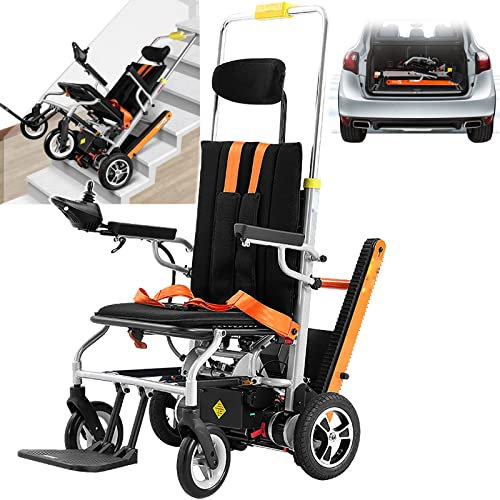 Carrello Saliscale Elettrico Carrello elettrico a mano, sedia a rotelle elettrica + sedia a rotelle cingolata, controller intelligente + doppie batterie, durata: 25 km, carico: 150 kg/330 li