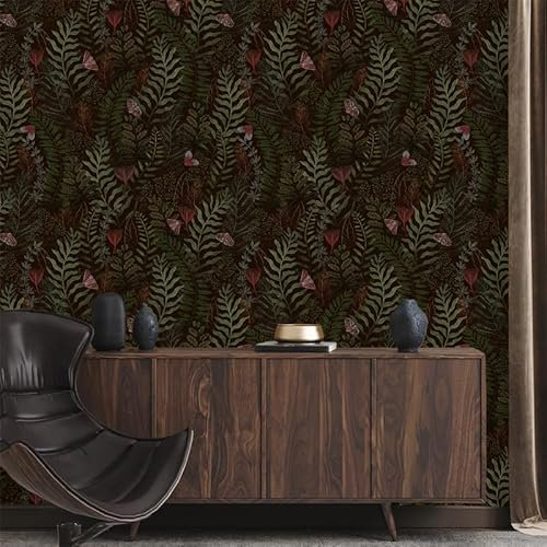Klebefolie Möbel Schmetterling Braun Grün Selbstklebende Folie Vinyl Selbstklebende Tapete Wasserdicht Möbelfolie Dekorative Wandtapete Wohnzimmer Schrank Tapeten 2P (40x250 cm)
