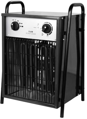 LZQ Heizlüfter Elektroheizung Energiesparend Elektroheizer Profi-Industrie Bauheizer, Elektrisch Heizgerät mit Integriertem Thermostat,Heizgebläse mit 3 Heizstufen, Bauheizer (9 KW)