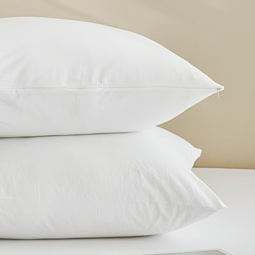 Jellymoni Kissenbezug 40x145 Baumwolle 2er Set Kissenbezüge Weiß Oeko-Tex aus 100% Gewaschene Baumwolle Kopfkissenbezug mit Verstecktem Reißverschluss Weich 2 Stück Kissenhülle für Kissen 40x145cm