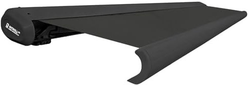 INTELROLL INT500 Full Cassette Retractable Awning, Canopy 3m x 2.5m (9.10ft x 8.2ft) For Garden Patio or Shop Front Manual Control Grey Frame with PU Coated Polyester Fabric 290gsm in Anthracite Grey