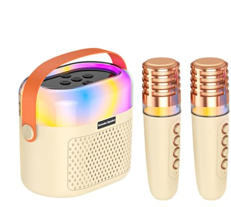 Karaoke per bambini, macchina per karaoke per bambini | Macchina per karaoke per bambini da 1200 mAh per cantare,karaoke domestico con 2 microfoni wireless, set karaoke familiare con luci abbaglianti